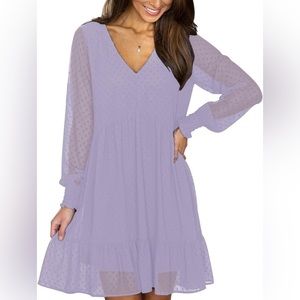 Long sleeve mini chiffon dress